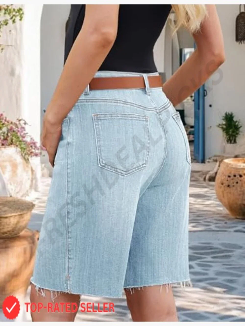 High Waisted Baggy Jean Shorts Ripped Distressed Bermuda Y2K Jorts Casual Denim